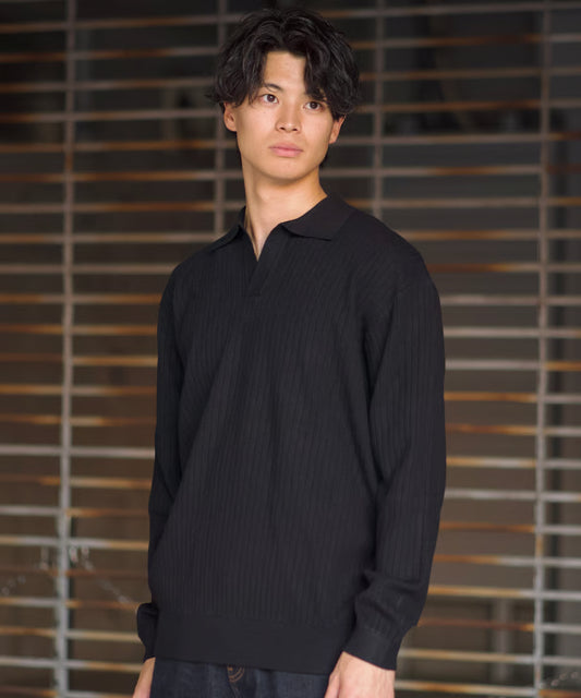 【Lサイズ】ニットポロ (ブラック)