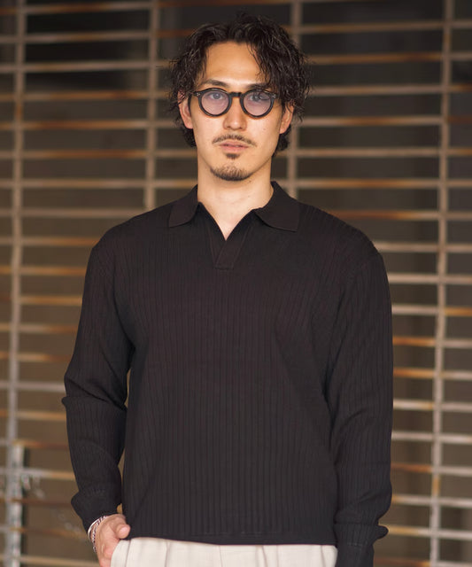 【Mサイズ】ニットポロ (ブラック)