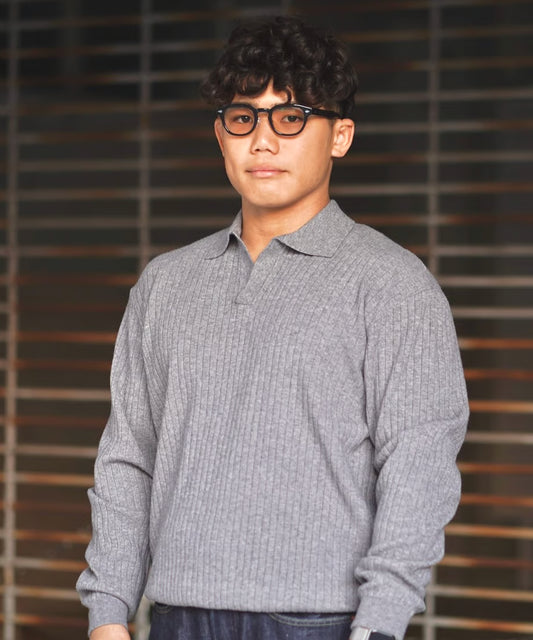 【Mサイズ】ニットポロ (グレー)