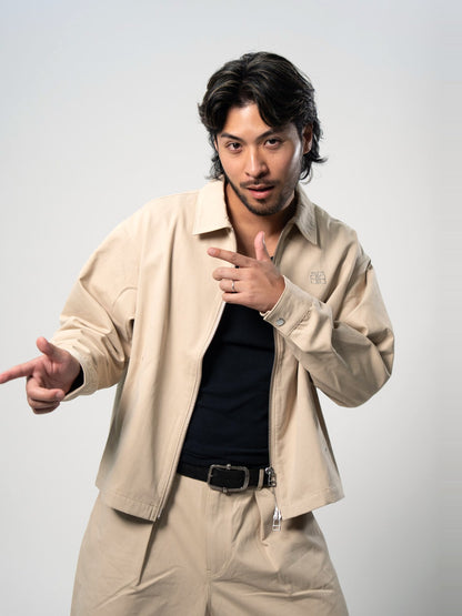 BROTHERS TWILL ZIP JACKET / Beige