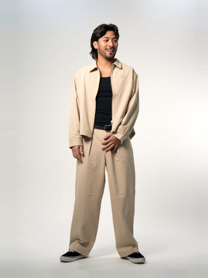 BROTHERS TWILL ZIP JACKET / Beige