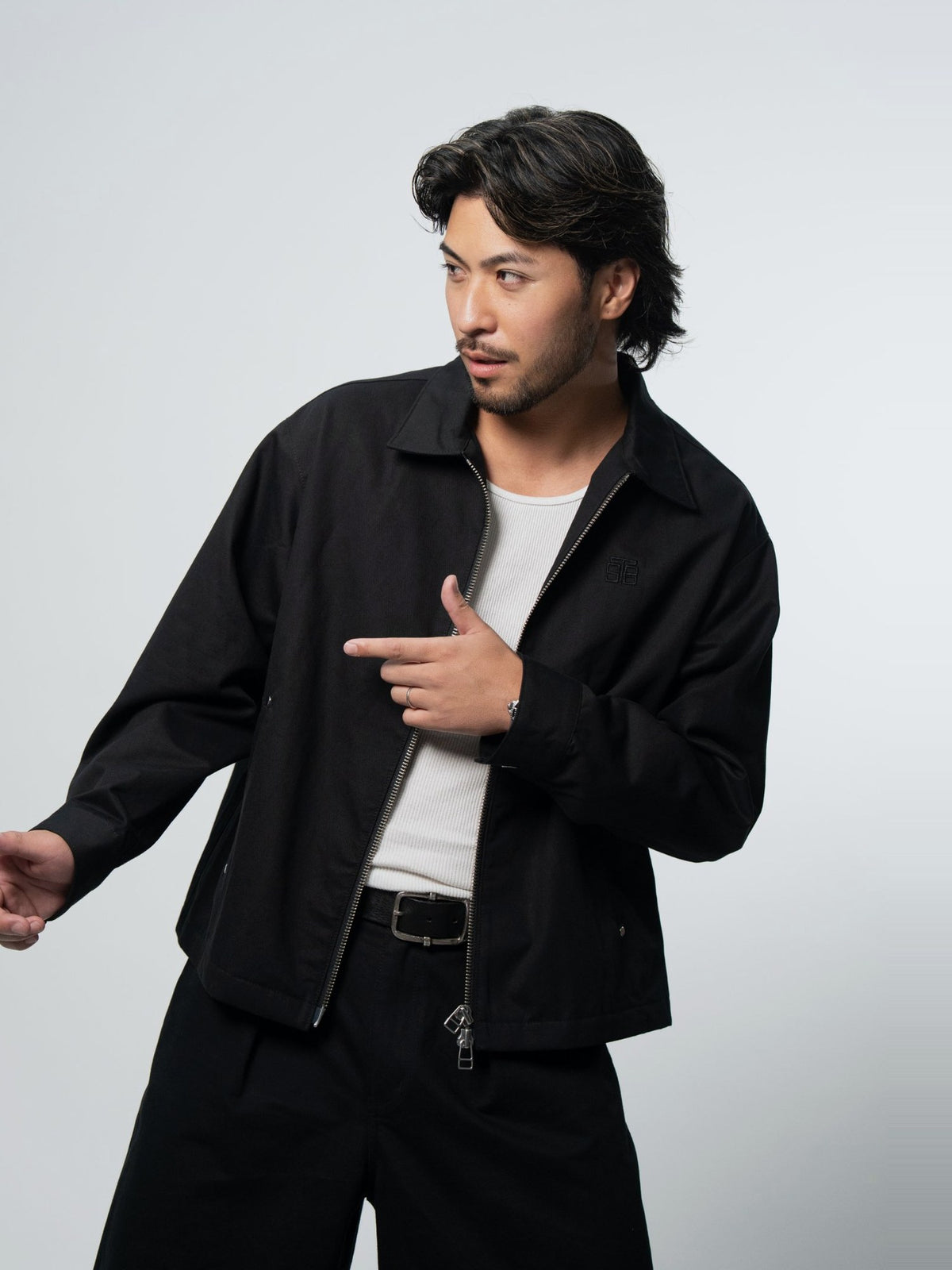 BROTHERS TWILL ZIP JACKET / Black